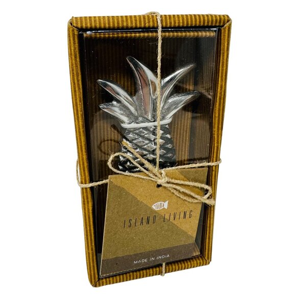 Island Living Bottle Opener Metal Silver Pineapple Drink Cocktail - Picture 2 of 3